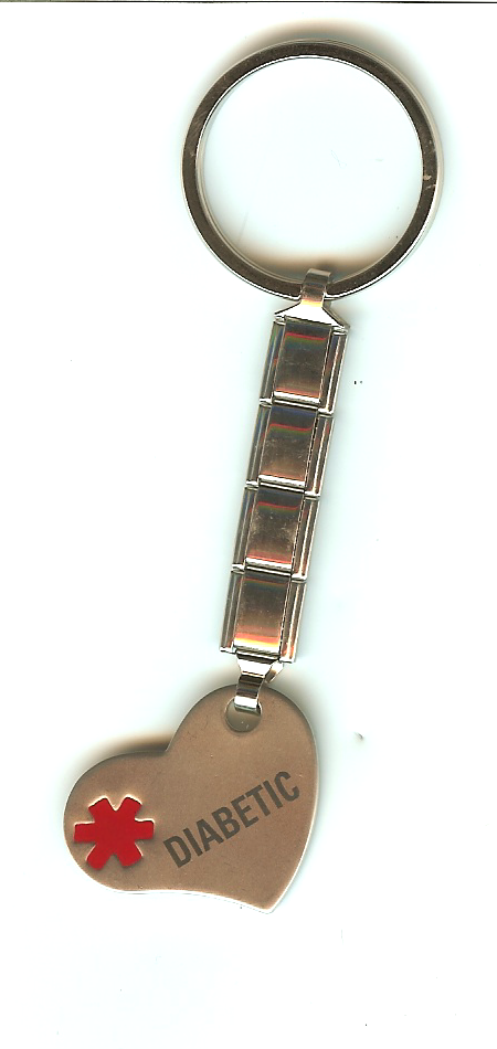 Diabetic - Keyring with heart - Click Image to Close